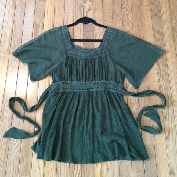 Hunter Green Square Neck Top - Picture 1 of 4