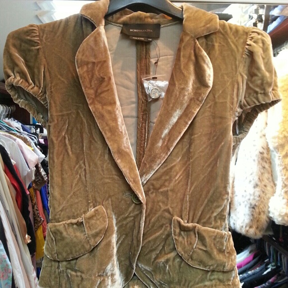 Bcbg Tan Velvet Jacket Blazer