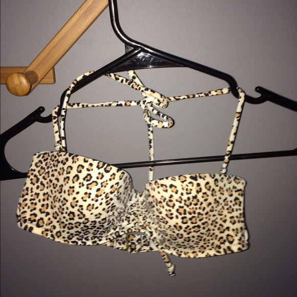 Leopard Print Bandeau Bikini Top