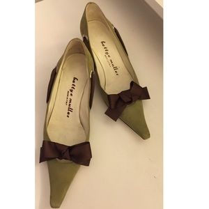 Bettye Muller Classic Green Suede Pumps