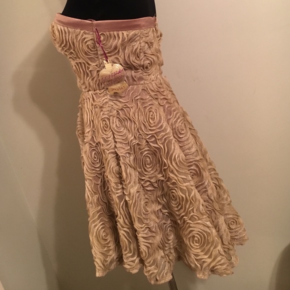 🏆HP🏆Champagne roses lace swing dress semi-formal - Picture 4 of 4