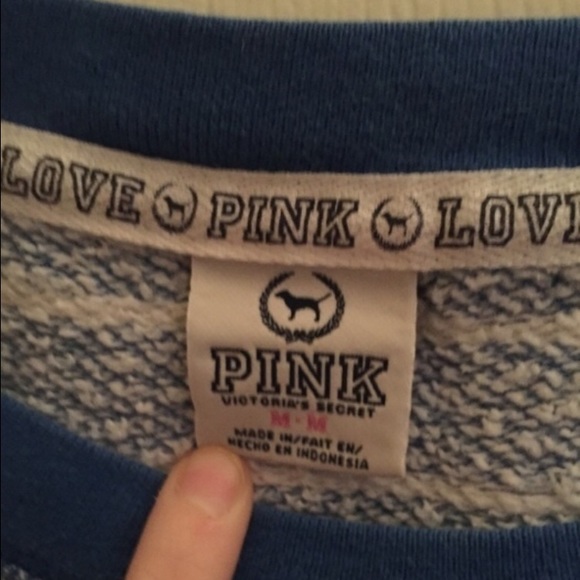 PINK blue/white crew neck - Picture 2 of 3