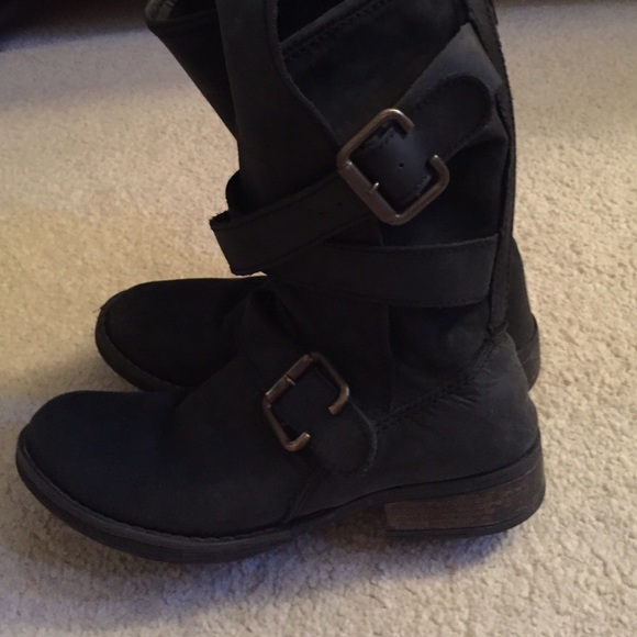 Steve Madden Black leather biker boots size 7 1/2