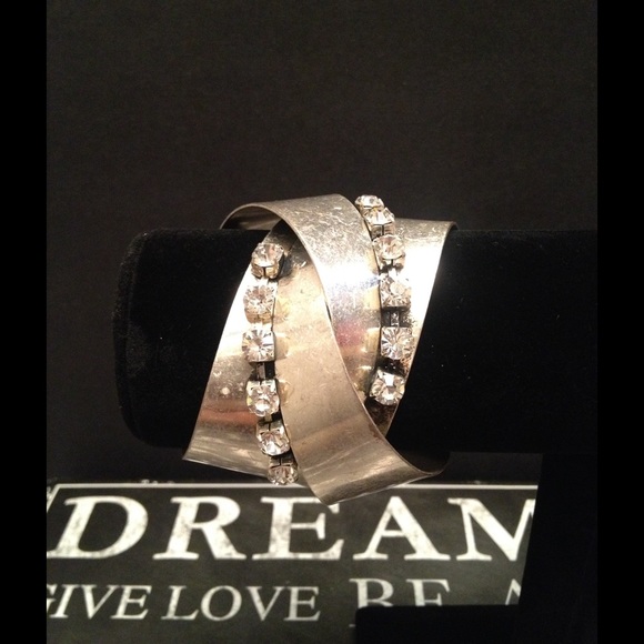 Thick Silver Rhinestone Cuff