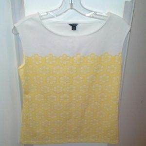 Ann Taylor Yellow & White Floral Top XS
