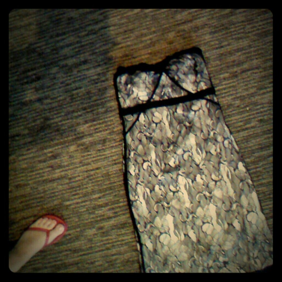 NWOT nude/black lace strapless cocktail dress