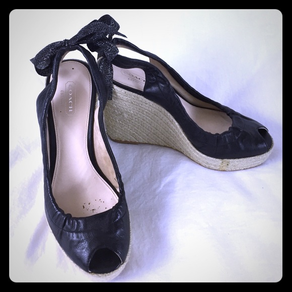 Coach Maritza Leather Platform Espadrilles