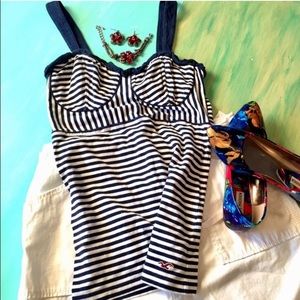 Hollister Bustier Style Tank, Nautical Navy Stripe