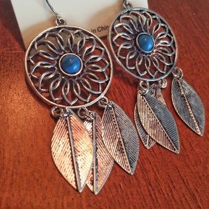 Silver and Turquoise Dreamcatcher Earrings