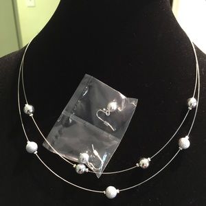 New Avon silver plated earrings and necklace