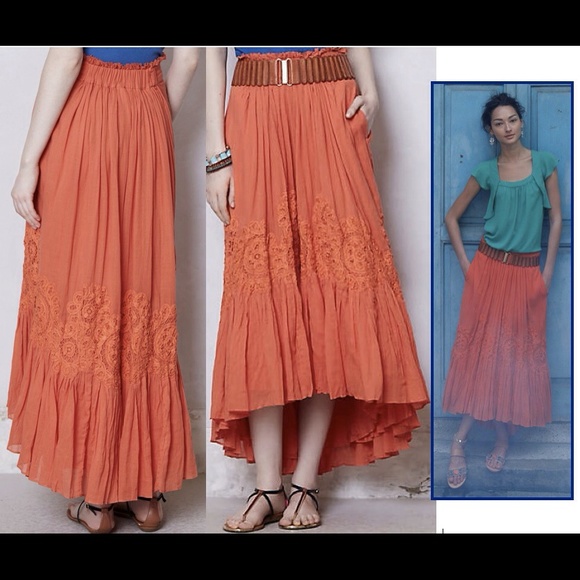 Anthropologie Dresses & Skirts - Anthropologie Sanoh Gauze Skirt/Orange/SML/NWT