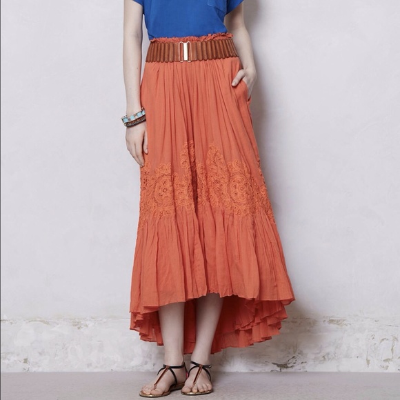 Anthropologie Sanoh Gauze Skirt/Orange/SML/NWT - Picture 2 of 3