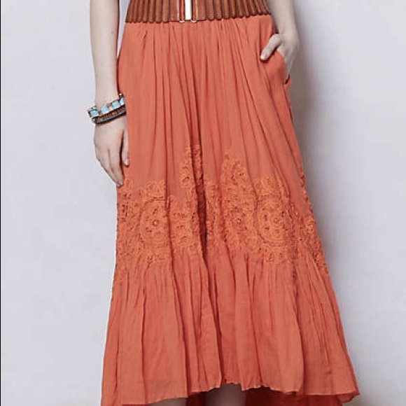 Anthropologie Sanoh Gauze Skirt/Orange/SML/NWT - Picture 3 of 3