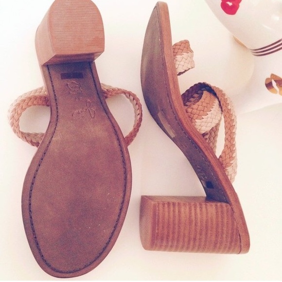 ❌SOLD❌ Joie Brown Braided Leather Wooden Sandals - Picture 3 of 4