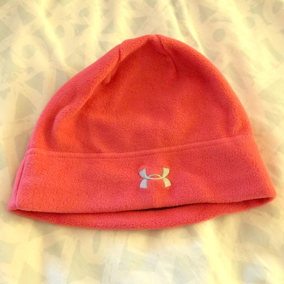 Pink fleece under armour beenie