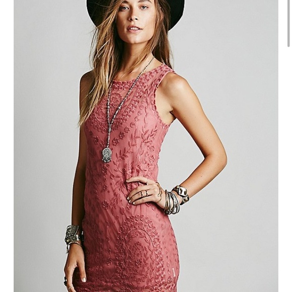 ISO Embroidered Net Shift Dress - Picture 2 of 3