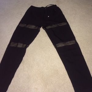 NastyGal drawstring cut out black pants