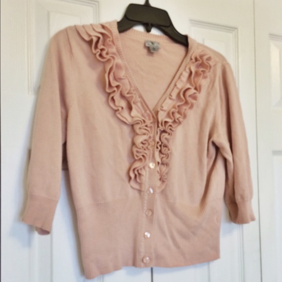Pink Ruffle Front Worthington Cardigan