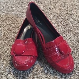 Kate Spade red button patent flats