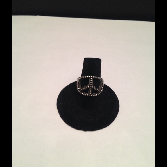 Gunmetal Peace Sign Ring
