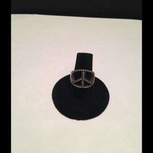 Gunmetal Peace Sign Ring