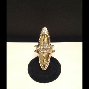 Gold Studded Shield Full-Finger Ring