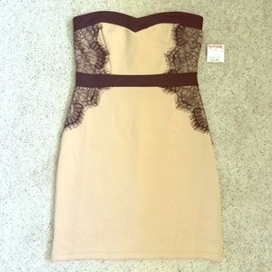 Sleeveless Fitted Beige Cocktail Dress