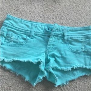 Green Jean shorts