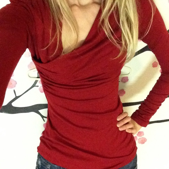 Max Studio Professional Red Long Sleeve Top