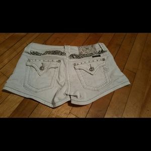 White miss me shorts