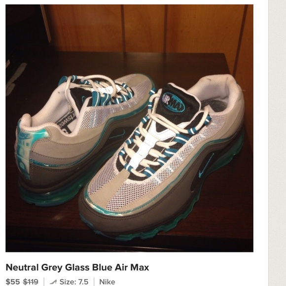 Neutral Grey Glass Blue Air Max-7.5 men's=9.5 wmn