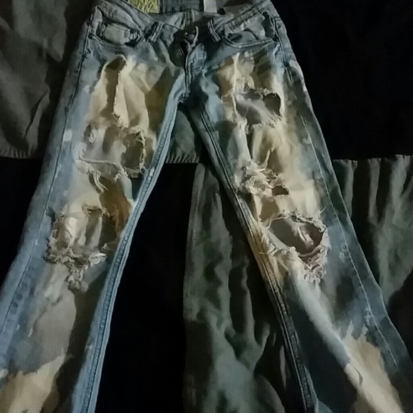 Ripped up tye dye jean