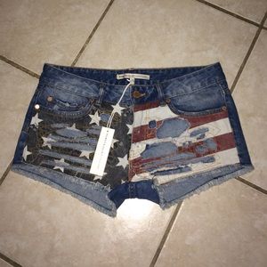 American flag jean shorts