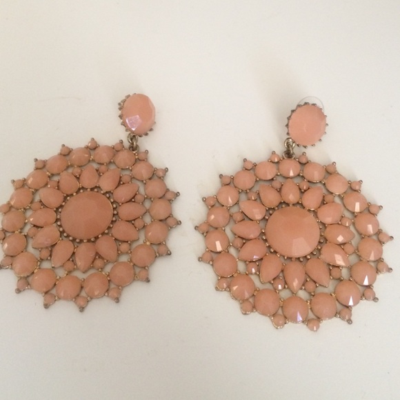 Peach statement round earrings