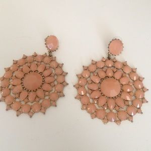 Peach statement round earrings