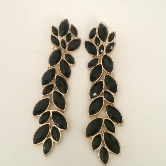 Black and gold  jewel long earrings chunky