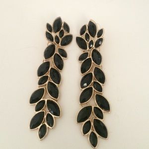 Black and gold  jewel long earrings chunky