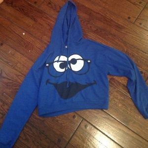Cropped Cookie Monster hoodie.