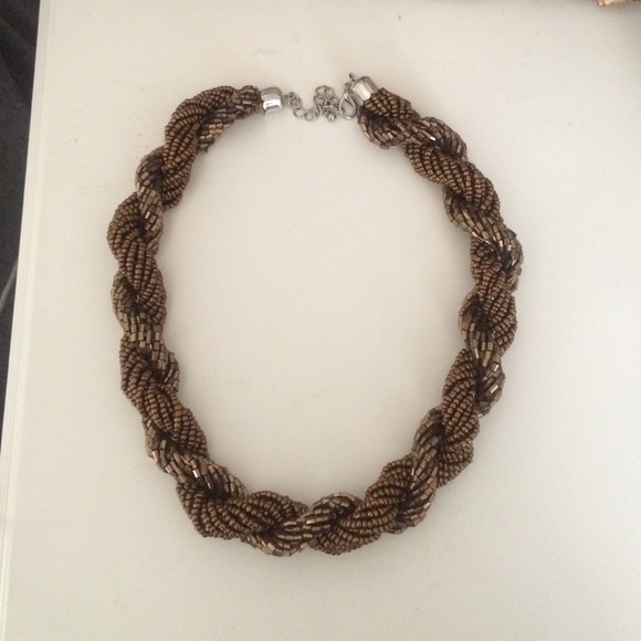 Bronze gold beaded short necklace