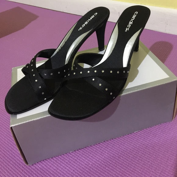 Satin black heels