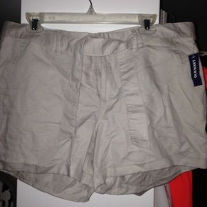 Old Navy Linen Khaki Belted Shorts 14