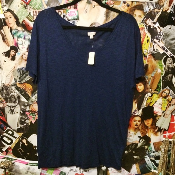 NWT Aerie Navy Burnout V-neck Top