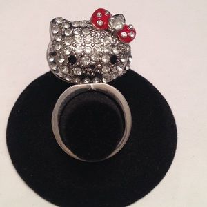 💍Stand Up Face Rhinestone Hello Kitty Ring💍