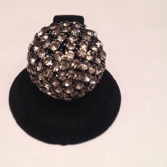 Gunmetal Rhinestone Stretch Dome Ring