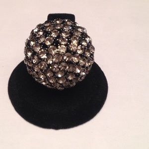 Gunmetal Rhinestone Stretch Dome Ring