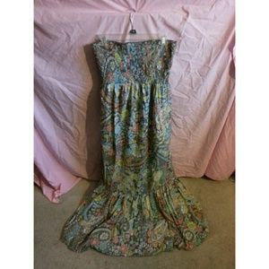 Paisley maxi dress, strapless, sz M