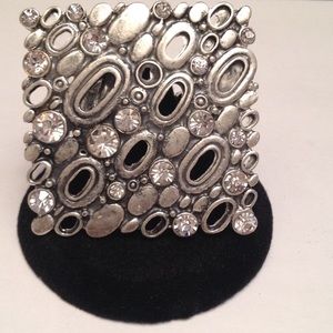 Silver Square Rhinestone Statement Ring