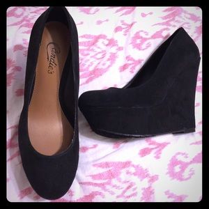 Black suede wedges