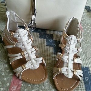 Cream Gladiator summer sandals + discount shipping