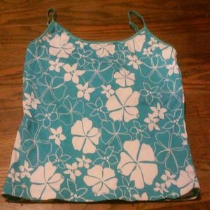Floral blue and white tank